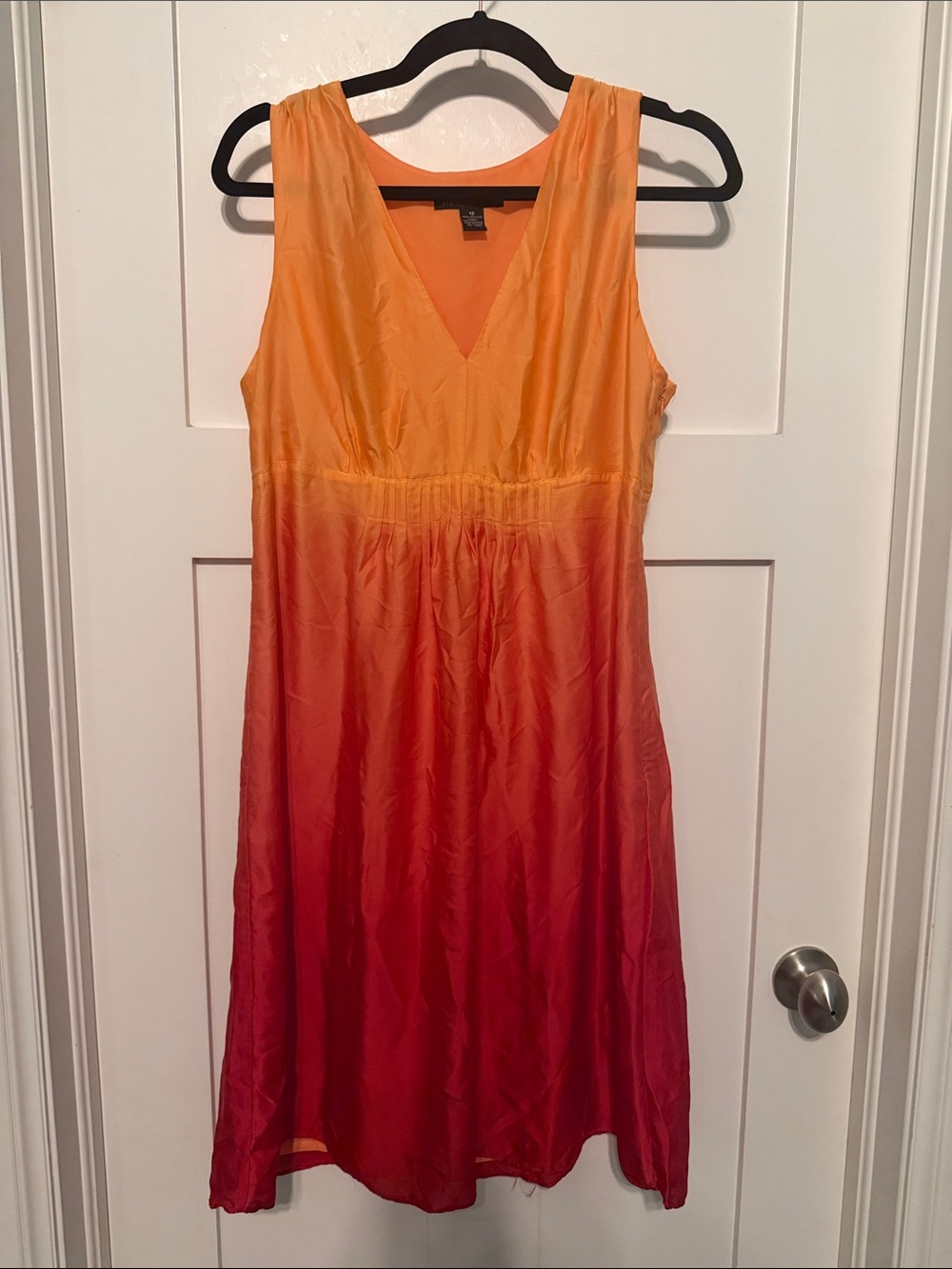 INC International Concepts 100% Silk Orange to Pink Ombré Sleeveless Dress